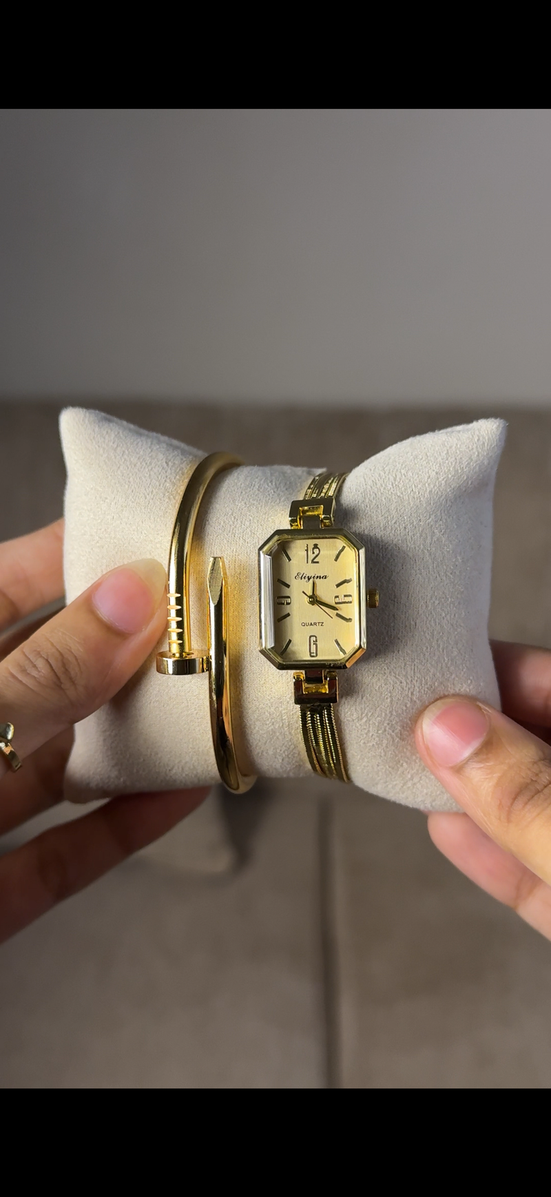 Eliyina Retangular Golden + Cartier Love Bracelet (Free)
