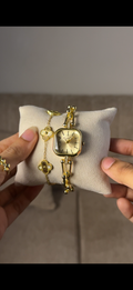 Eliyina Sqaure Full Dial Golden + Clover Bracelet (Free) + Mystery Ring (Free)