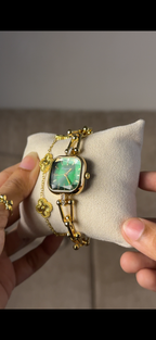 Eliyina Sqaure Full Dial Green + Clover Bracelet (Free) + Mystery Ring (Free)