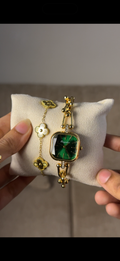 Eliyina Sqaure Half Green + Clover Bracelet (Free) + Mystery Ring (Free)