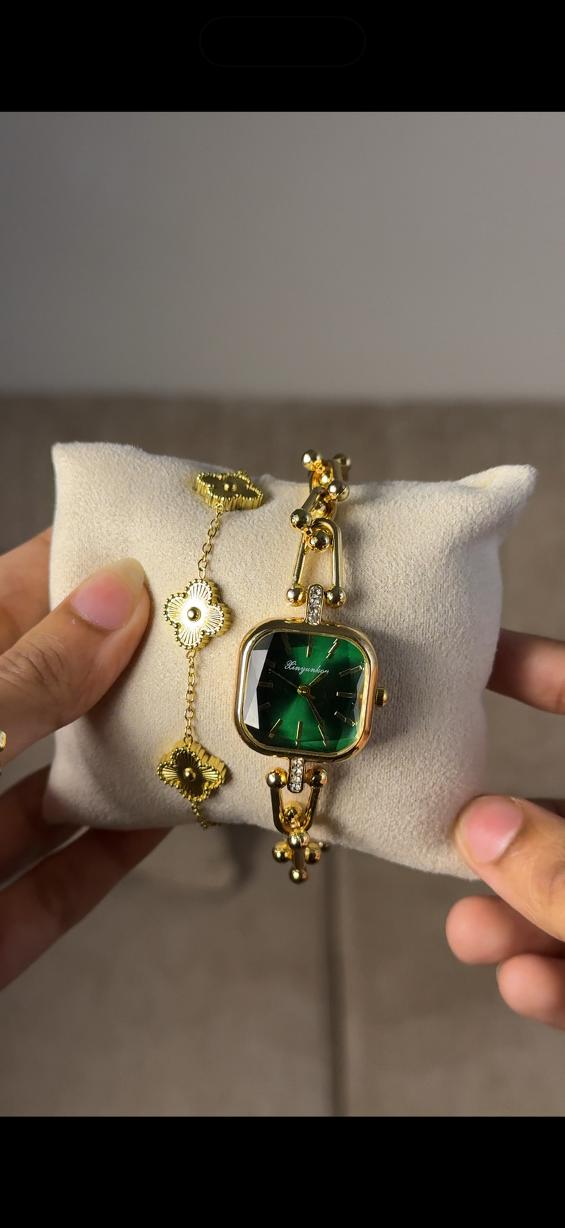 Eliyina Sqaure Half Green + Cartier Love Bracelet (Free)