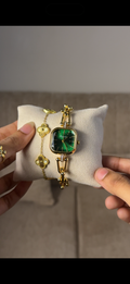 Eliyina Sqaure Full Dial Green + Clover Bracelet (Free) + Mystery Ring (Free)