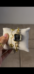 Eliyina Sqaure Full Dial Black + Clover Bracelet (Free) + Mystery Ring (Free)