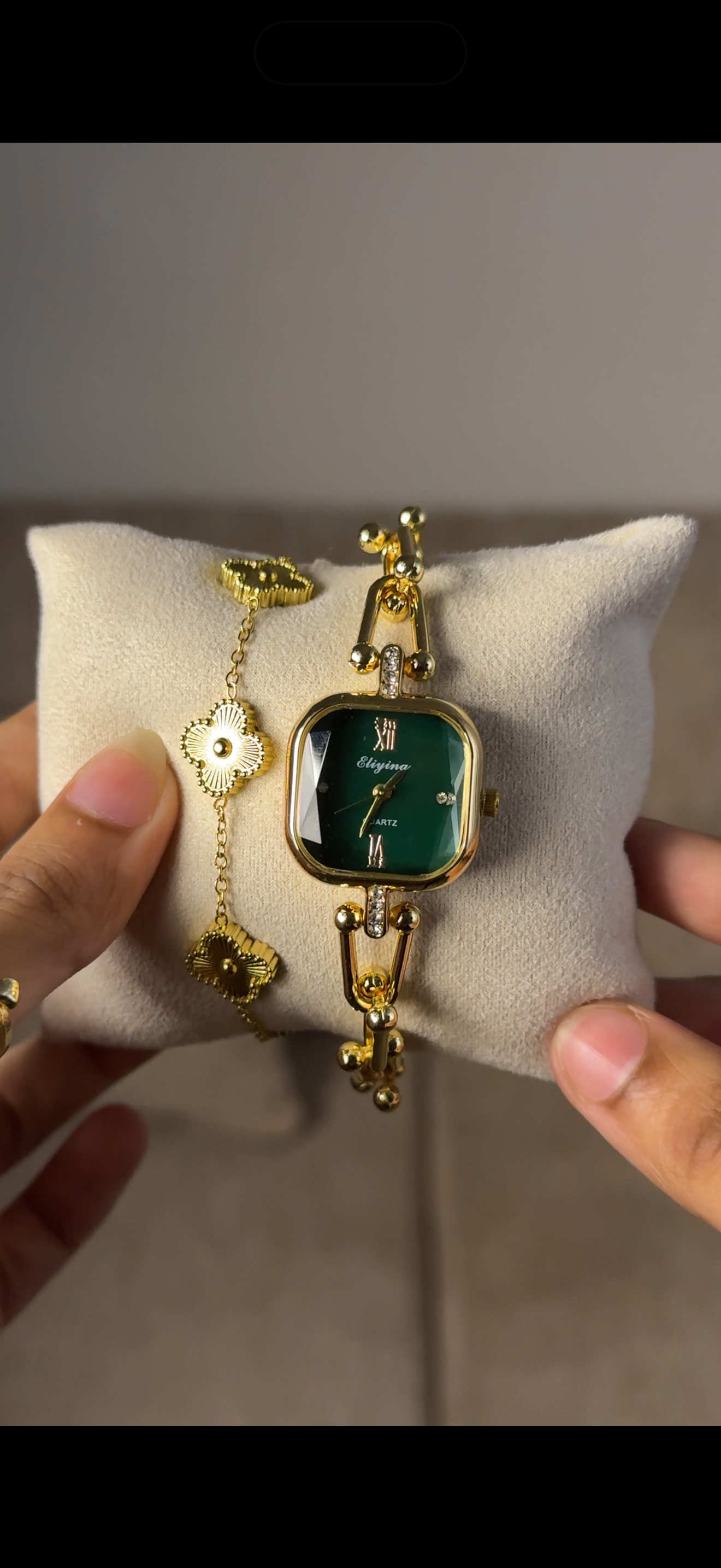 Eliyina Sqaure Half Green + Cartier Love Bracelet (Free)