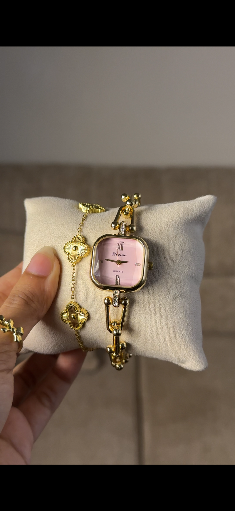 Eliyina Sqaure Half Baby Pink + Cartier Love Bracelet (Free)