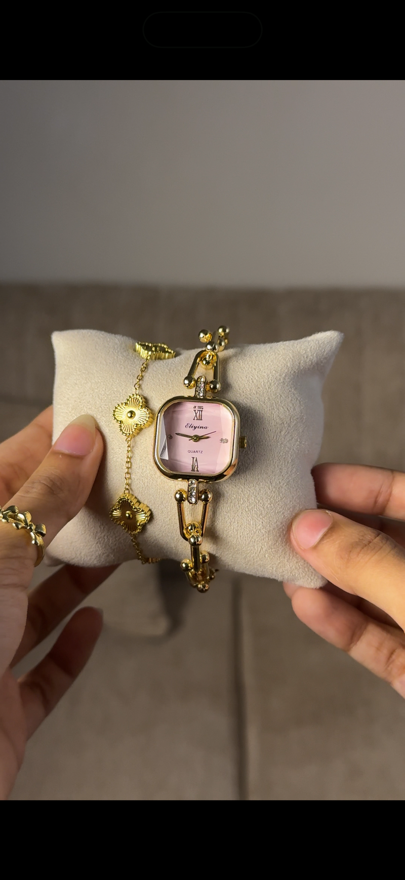 Eliyina Sqaure Half Baby Pink + Cartier Love Bracelet (Free)