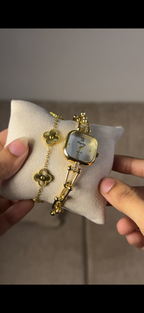 Eliyina Sqaure Half White + Clover Bracelet (Free) + Mystery Ring (Free)