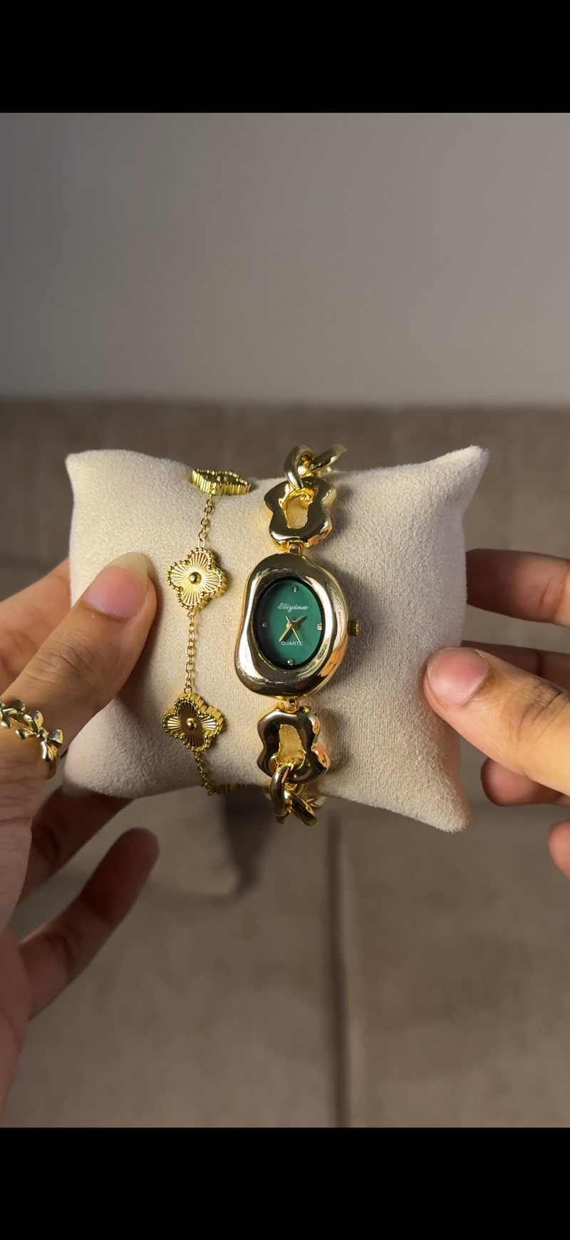 Eliyina Bean Emerald + Clover Bracelet (Free) + Mystery Ring (Free)