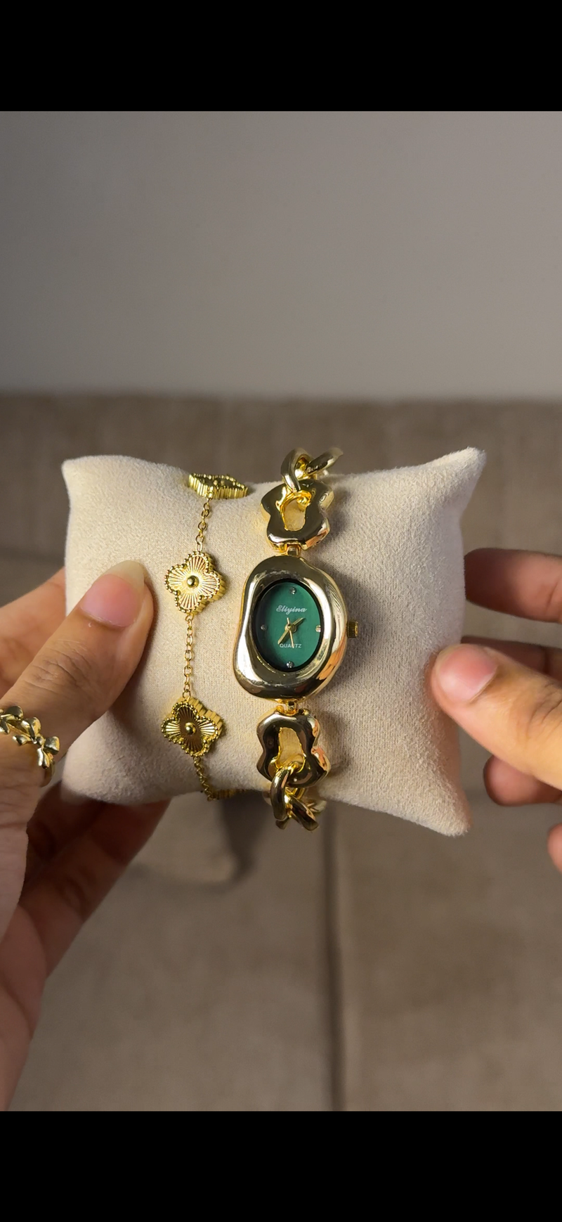 Eliyina Bean Emerald + Clover Bracelet (Free) + Mystery Ring (Free)