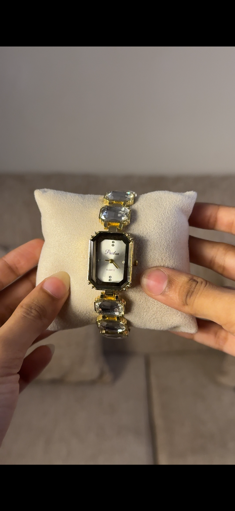 Emerald cut white stone