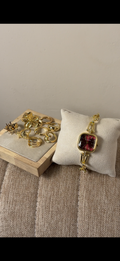 Eliyina Sqaure Full Dial Maroon + 8 pieces Ring set (Free)