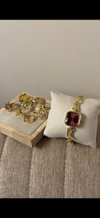 Eliyina Sqaure Full Dial Maroon + Clover Bracelet (Free) + Mystery Ring (Free) (Copy)
