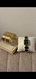 Green Emerald Cut + Cuff Bracelet (Free)