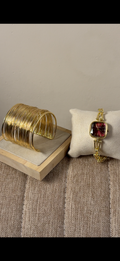 Eliyina Sqaure Full Dial Maroon + Cuff Bracelet (Free)
