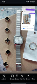 (Gogoey silver square combo) Buy 1 Watch ⌚
Get 2 Jewellery FREE 💍🍀
(Ring + Clover Bracelet)