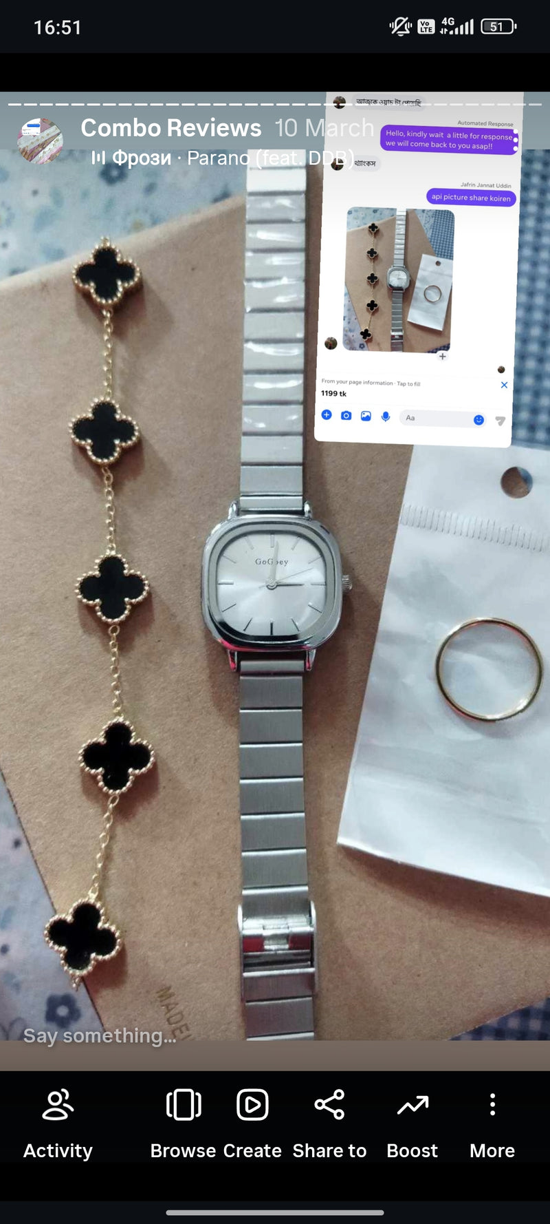 (Gogoey silver square combo) Buy 1 Watch ⌚
Get 2 Jewellery FREE 💍🍀
(Ring + Clover Bracelet)