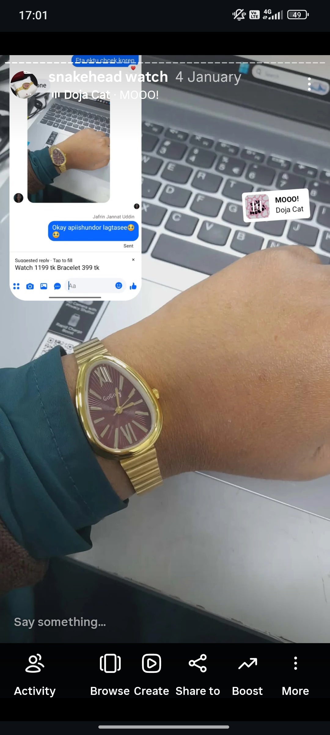 Maroon snakehead + Clover Bracelet (Free)+ Mystery Ring (Free)