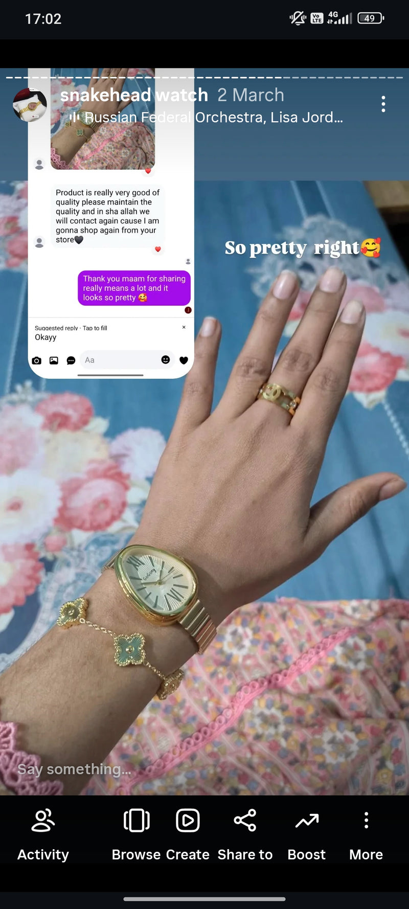 (Golden snakehead combo) Buy 1 Watch ⌚
Get 2 Jewellery FREE 💍🍀
(Ring + Clover Bracelet