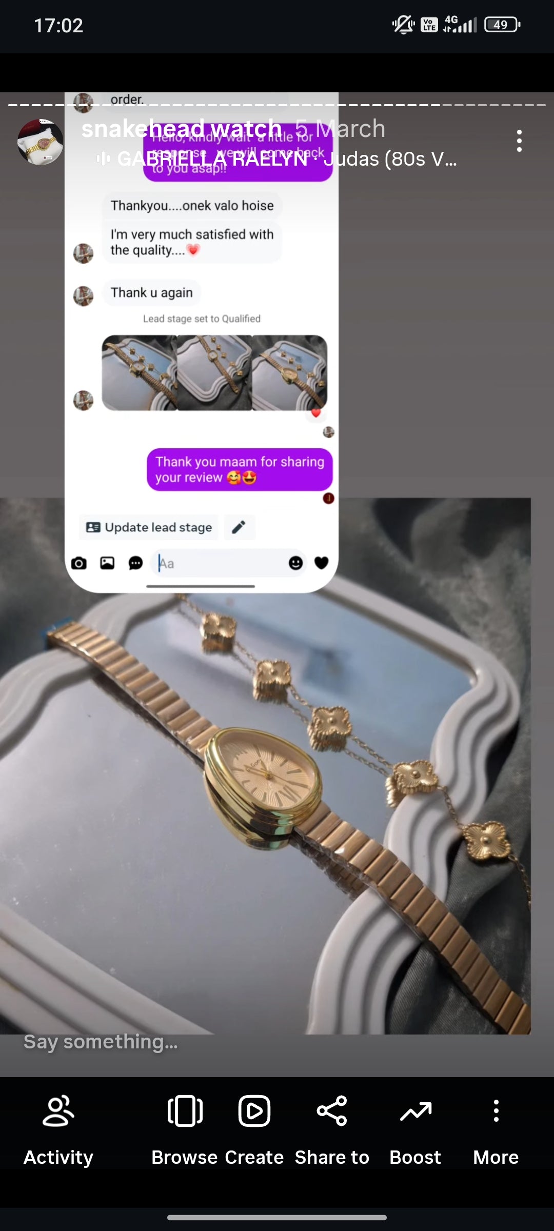 (Golden snakehead combo) Buy 1 Watch ⌚
Get 2 Jewellery FREE 💍🍀
(Ring + Clover Bracelet