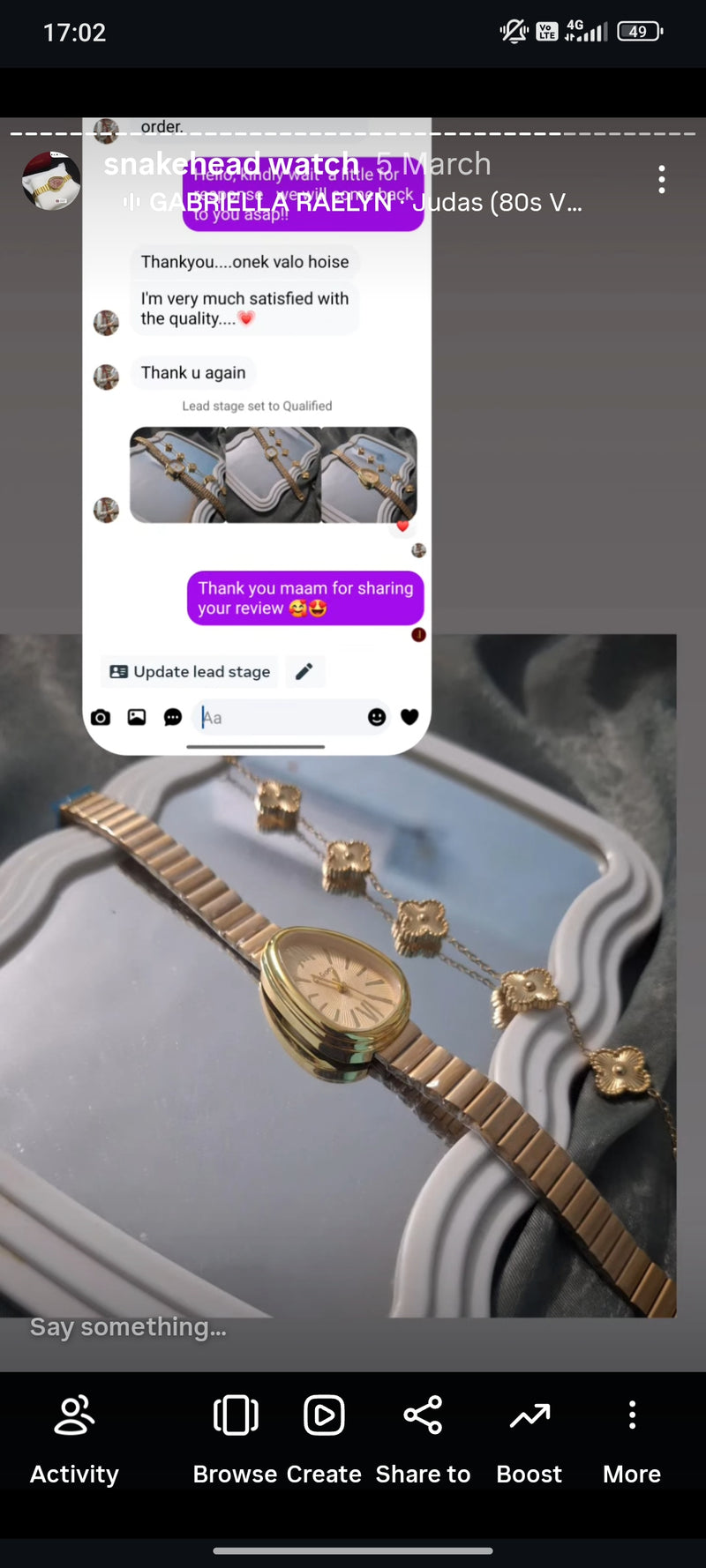 (Golden snakehead combo) Buy 1 Watch ⌚
Get 2 Jewellery FREE 💍🍀
(Ring + Clover Bracelet