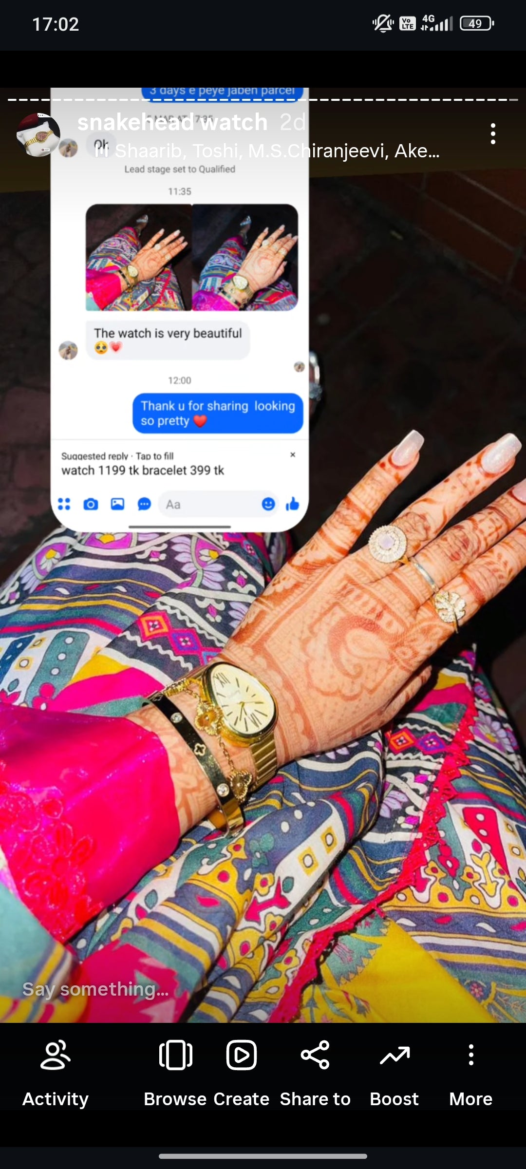 (Golden snakehead combo) Buy 1 Watch ⌚
Get 2 Jewellery FREE 💍🍀
(Ring + Clover Bracelet