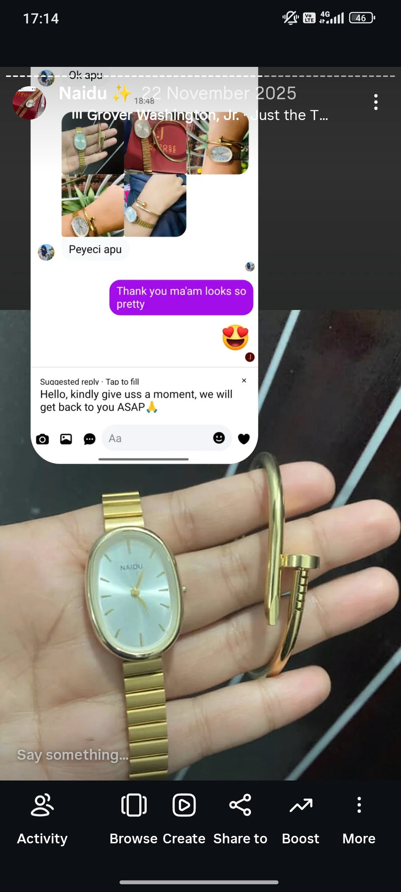 Naidu oval + Clover Bracelet (Free)+ Mystery Ring (Free)