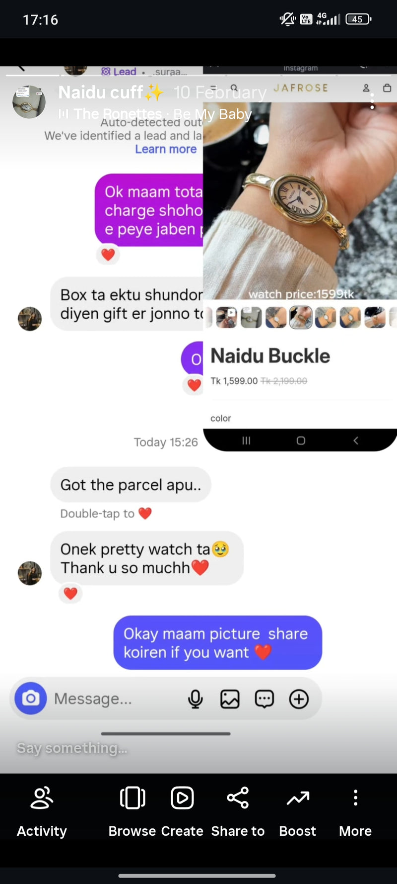 (Naidu cuff watch combo)..  Buy 1 Watch ⌚
Get 2 Jewellery FREE 💍🍀
(Ring + Clover Bracelet)