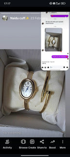 (Naidu cuff watch combo)..  Buy 1 Watch ⌚
Get 2 Jewellery FREE 💍🍀
(Ring + Clover Bracelet)